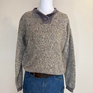 Tallgirls International Purple Beige Multicolor Pull Over Sweater Sz L Preppy